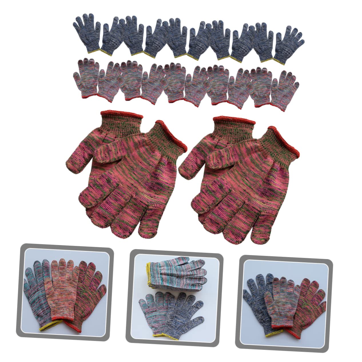Gatuida 12 pares Guantes de Trabajo de Nylon Deslizantes para Jardinería de Resistentes y Cómodos para Actividades y Trabajo el Color Aleatorio Color Aleatorio