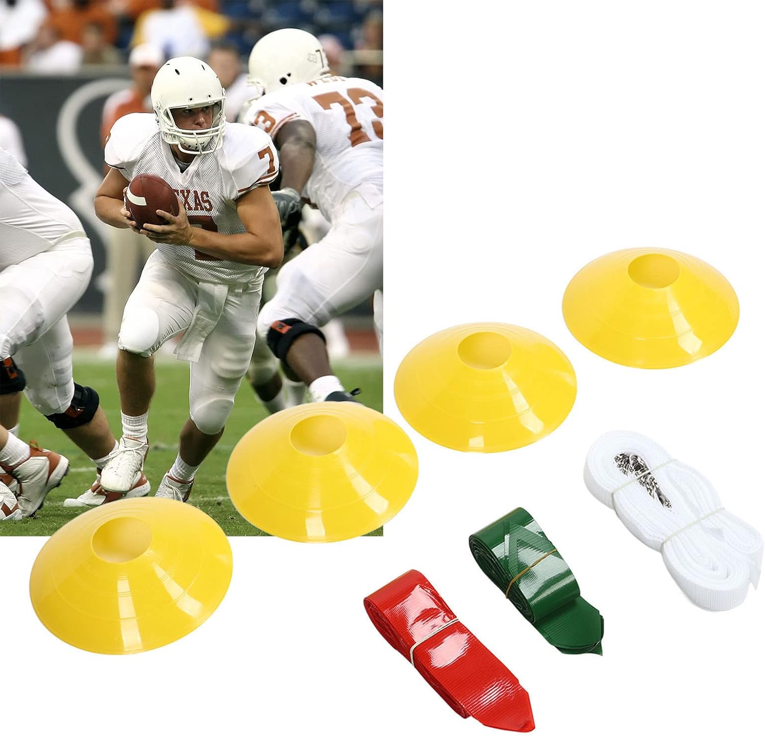 10 Player Flag Football Set - 10 Belts, 30 Flags & 4 Cones - Complete Kit for Games and Training