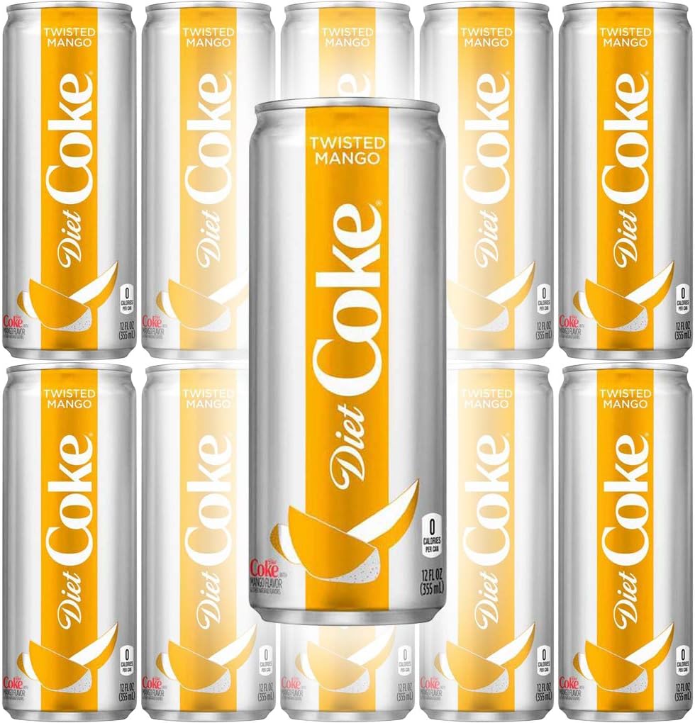 Diet Coke Twisted Mango Flavor, 12 Fl Oz Tall Cans (Pack of 10, Total of 120 Oz)