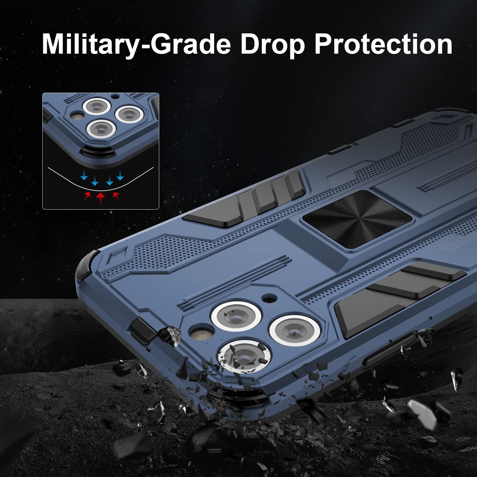 Funda para Xiaomi Redmi Note 15 Pro 5G, Carcasa Antigolpes con Soporte anular metálico, Case Protectora de Grado Militar, Azul — view 177