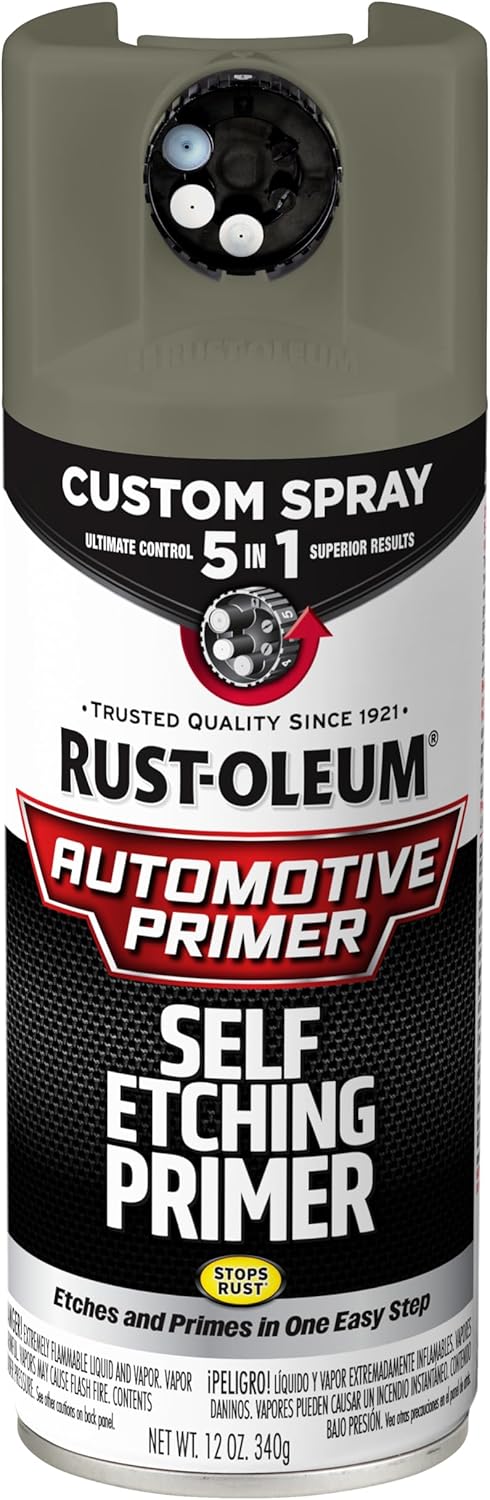 Rust-Oleum Automotive Self Etching Primer Custom Spray 5-in-1, 12 oz, Matte Dark Green, 6 Pack