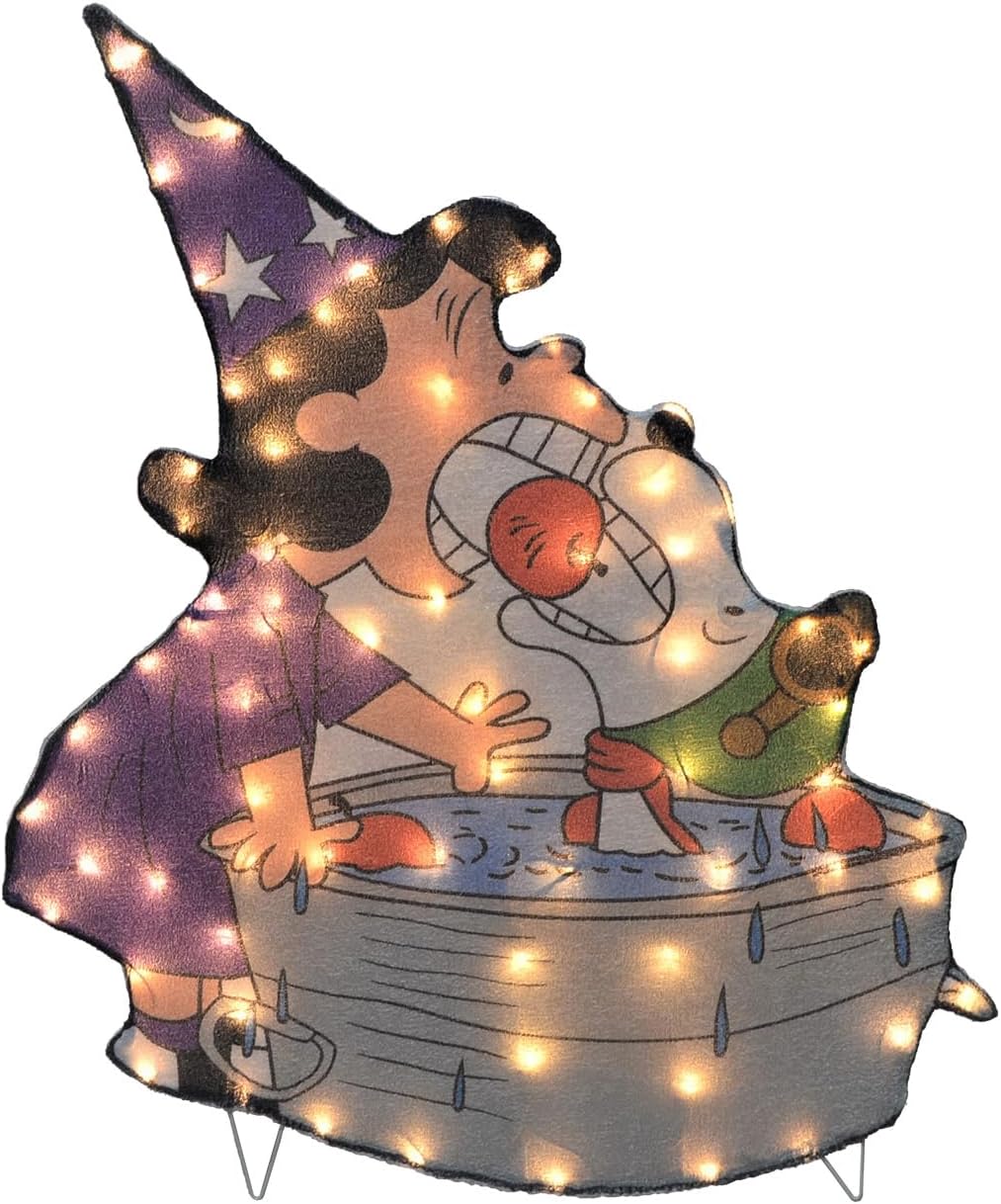 36 Inch Peanuts Halloween Lucy and Snoopy Bobbing for Apples Holiday Outdoor LED Yard Decor