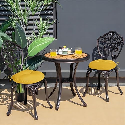 Miniatura 7 de downluxe Cojines redondos para sillas de exterior, impermeables, de espuma viscoelástica, para muebles de patio, 15 x 15 pulgadas, color amarillo,