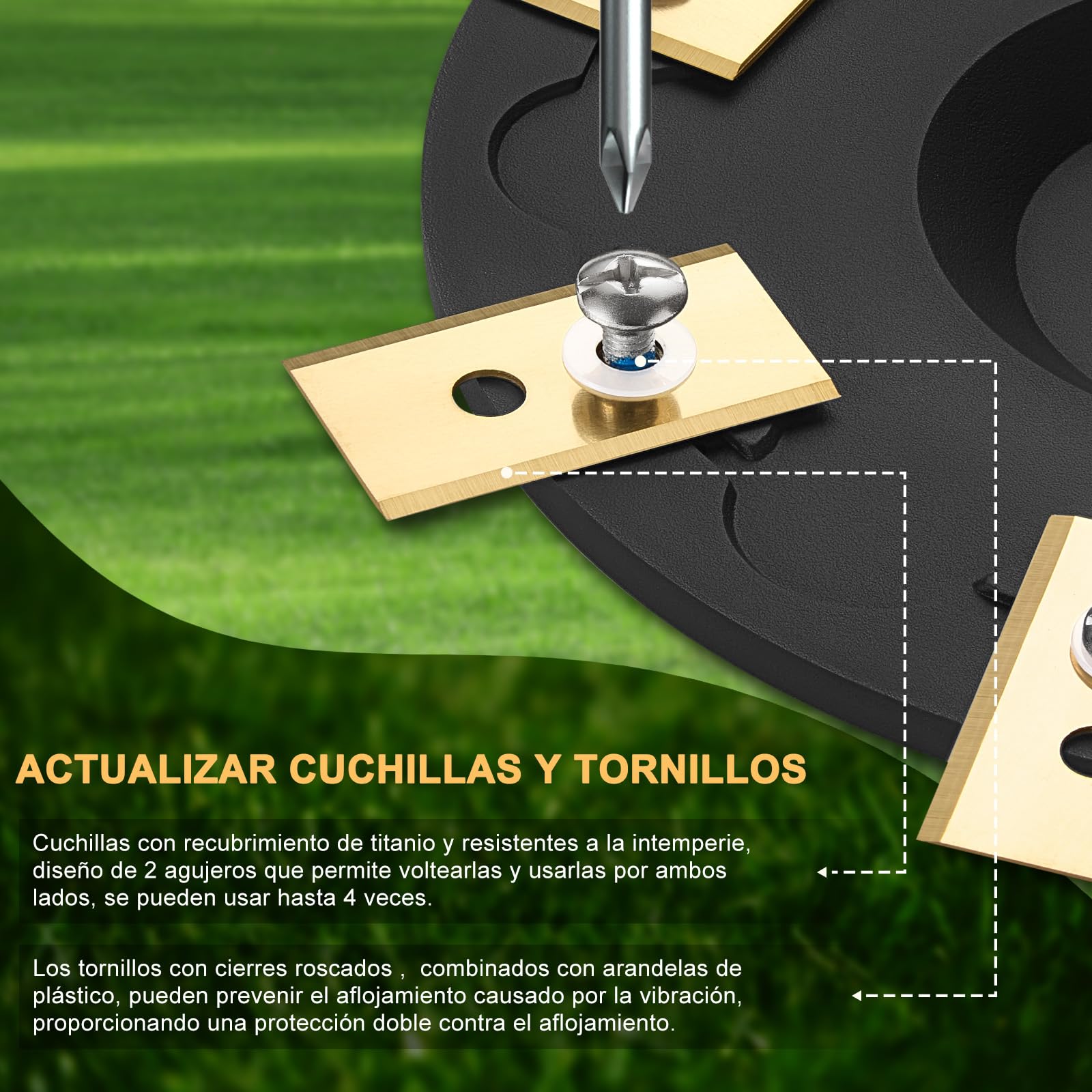 [ACTUALIZACIÓN] 2 Discos de Cuchillo + 14 Cuchillas compatibles con Mammotion YUKA 1500 2000 3000 (hasta el año Modelo 2024), Disco de Cuchilla para cortacésped robótico