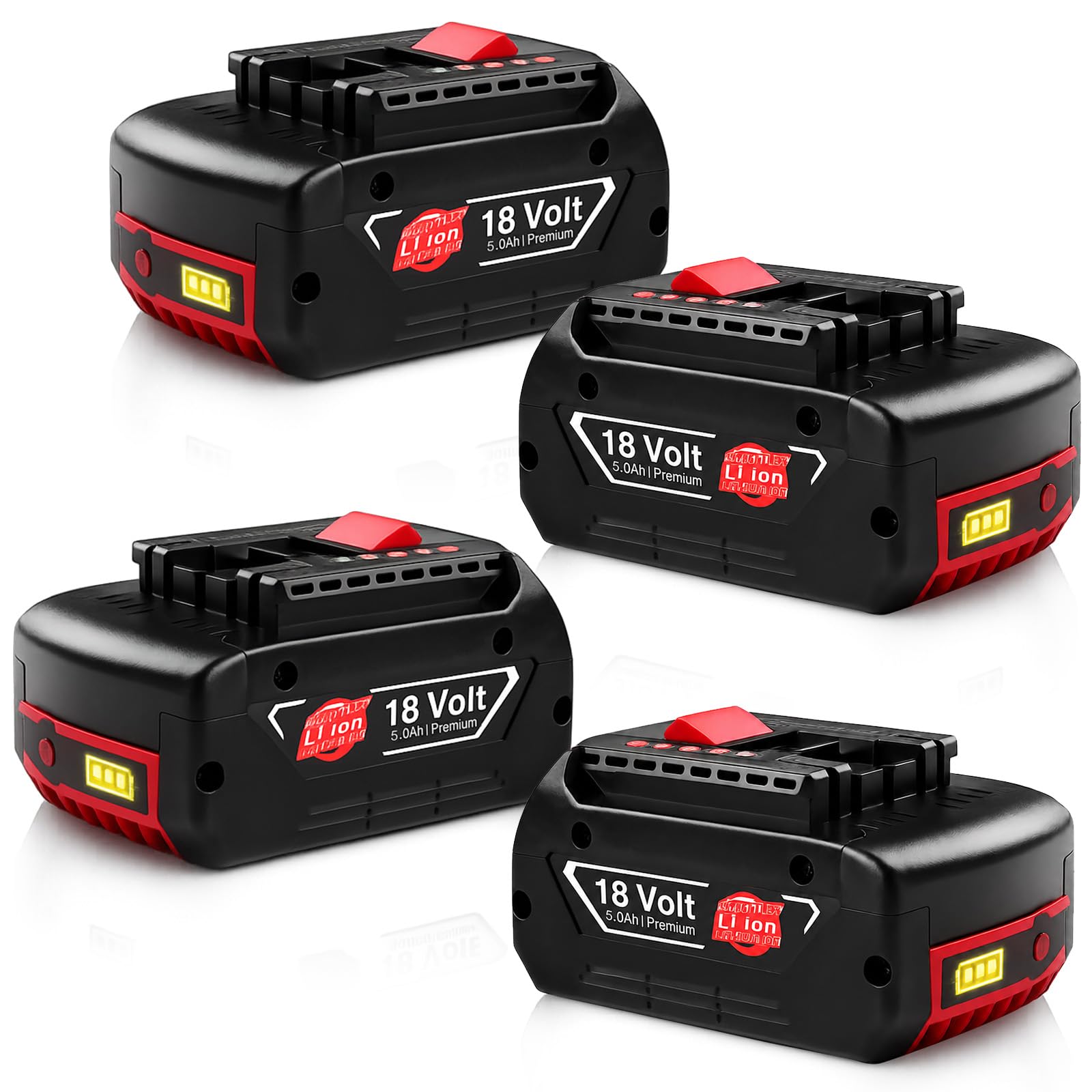 Lot de 4 batteries de rechange Li-ion 18 V 5000 mAh pour batterie Bosch