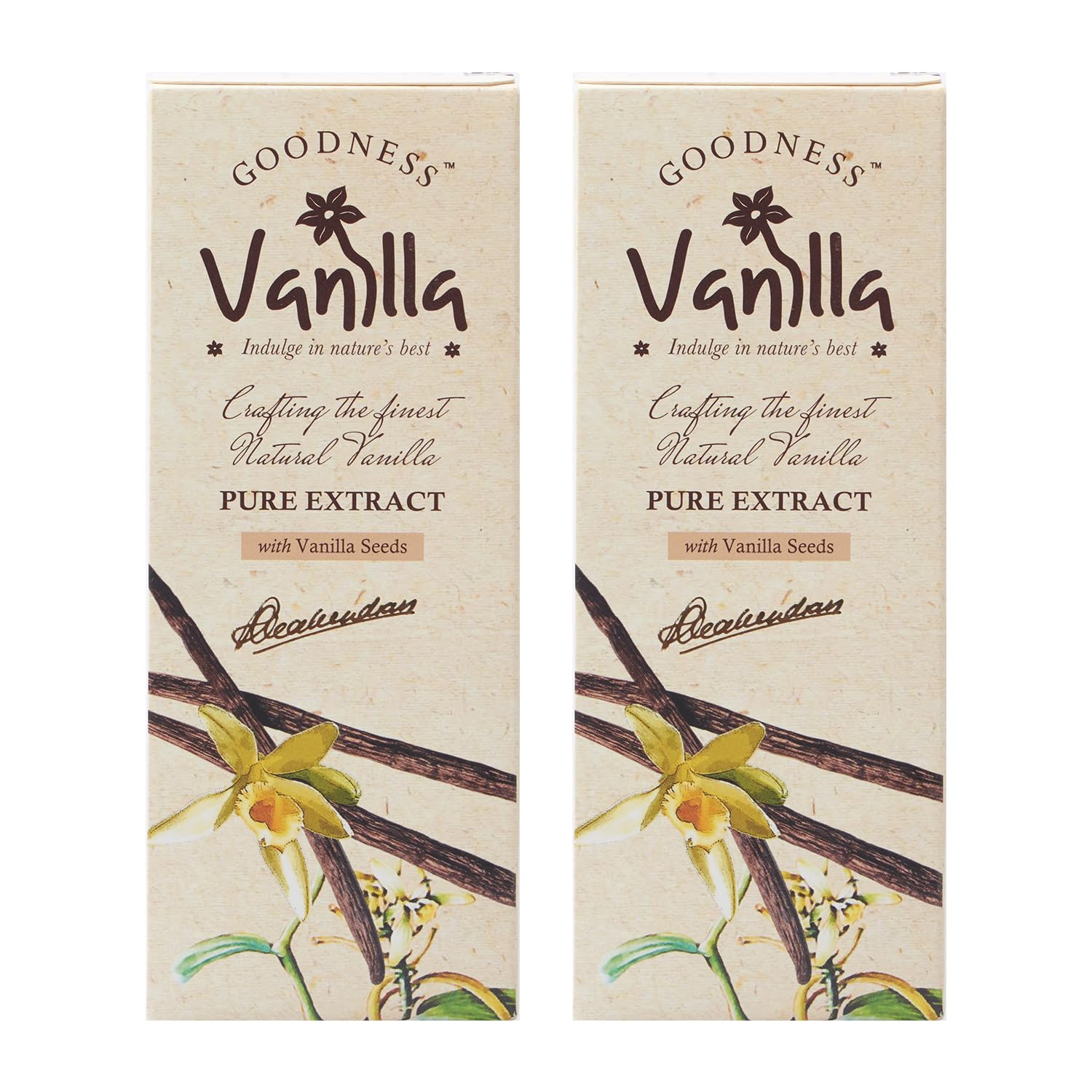 Goodness Vanilla 100% Natural Premium Vanilla Extract Liquid for Baking, Desserts, Whipped Cream & Frosting - 100 gm Each (Pack of 2)