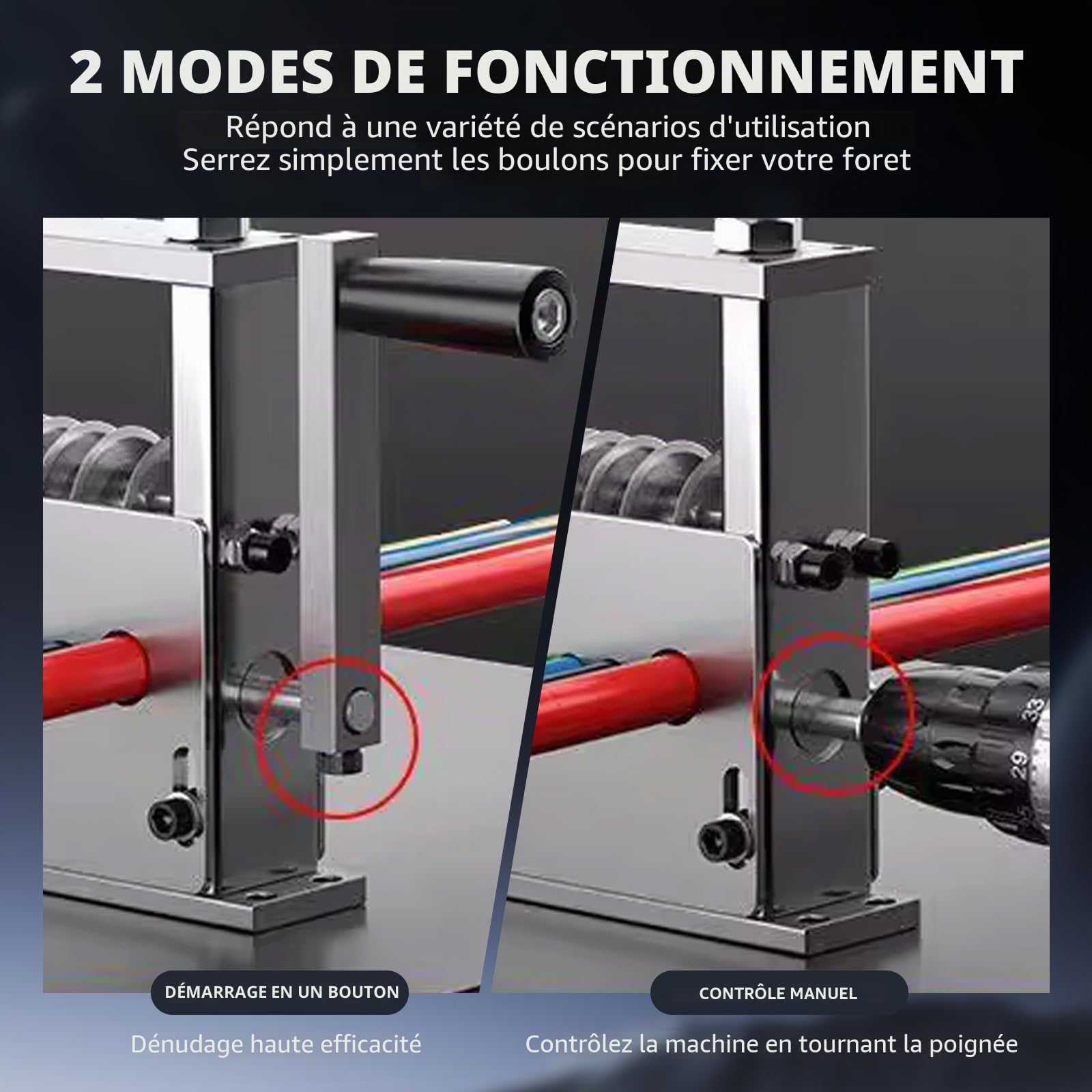 Machine à dénuder à 6 trous – Pince à dénuder professionnelle pour câble de 3 à 17 mm, équipée de 5 lames, double mode manuel/électrique, outil industriel portable pour fils de cuivre/aluminium