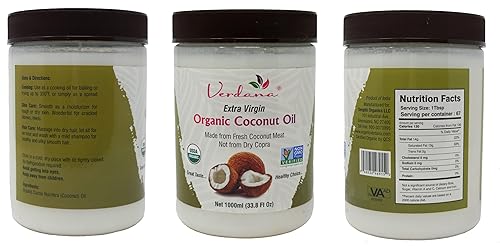 Miniatura 8 de Aceite de coco virgen extra orgánico de Verdana  Aceite prensado en frío sin refinar para hornear y cocinar 1 galón