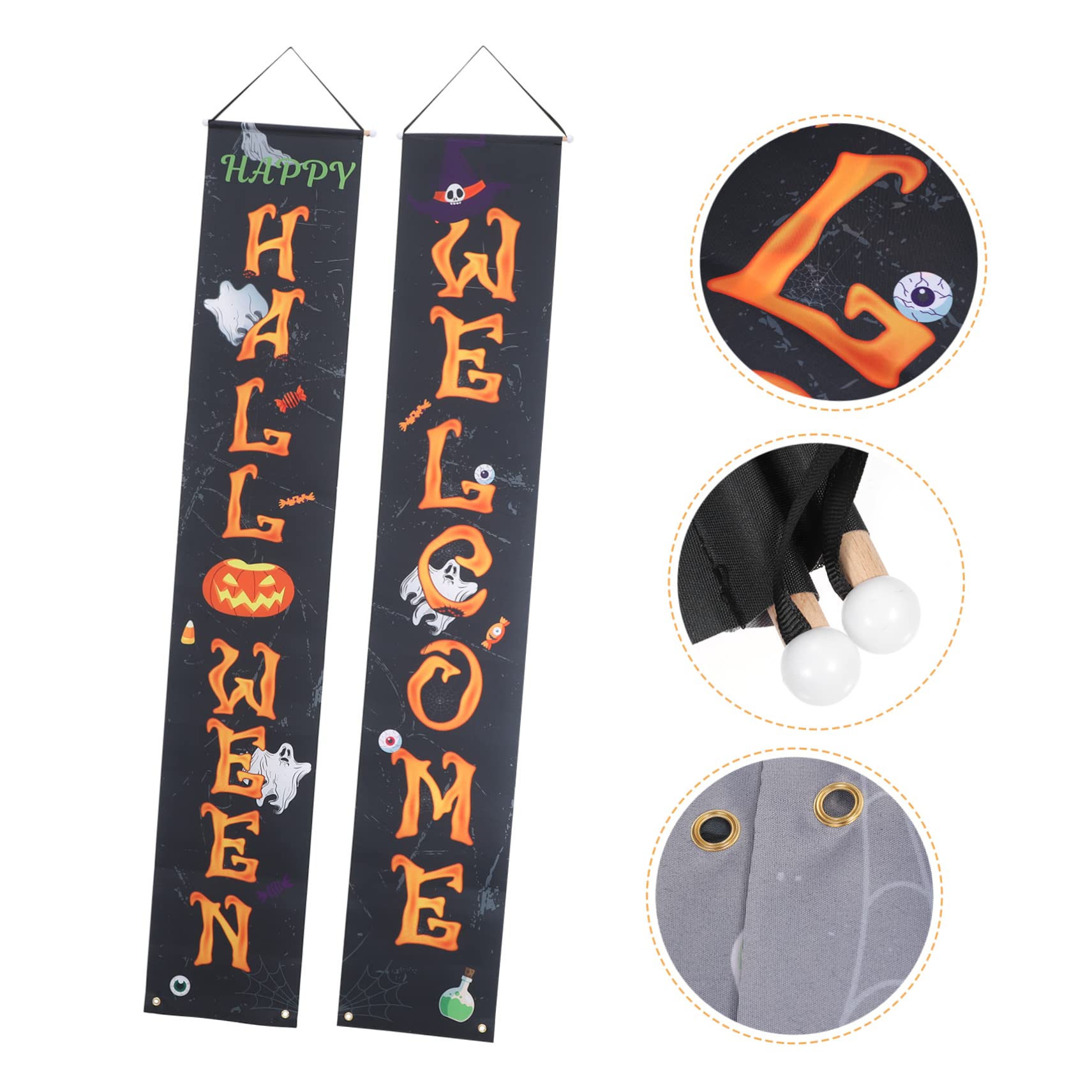 ibasenice 3paare Halloween Türbanner Dekoration Happy Halloween Banner Aus Oxford Fronttür Veranda Und Fenster Wiederverwendbar Und Auffällig Für Partys Und Feste