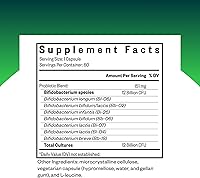 Vista 2 de Probiota Bífido, 60 cápsulas vegetarianas, probiótico solo para bifidobacteria, 10 + mil millones de CFUS, libre de lácteos, no necesita conservar