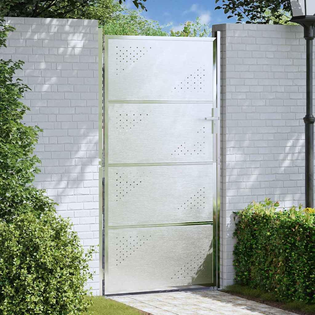 Genérico Puerta de jardín Plateado 96 x 200 cm Acero Inoxidable,Bricolaje,Vallas de jardín,Puertas de jardín,3402589