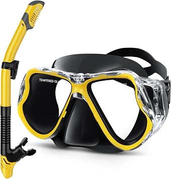 Greatever Snorkeling Gear for Adults Kids, Dry Snorkel Mask Set Anti-Fog