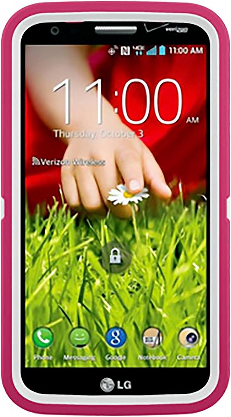 OtterBox Defender Series Case for LG G2 - Retail Packaging - White/Pink (Verizon Only)