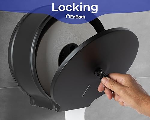 Miniatura 4 de EnBath - Dispensador de papel higiénico gigante, soporte de papel higiénico industrial, grado comercial, acero inoxidable, dispensador de baño con
