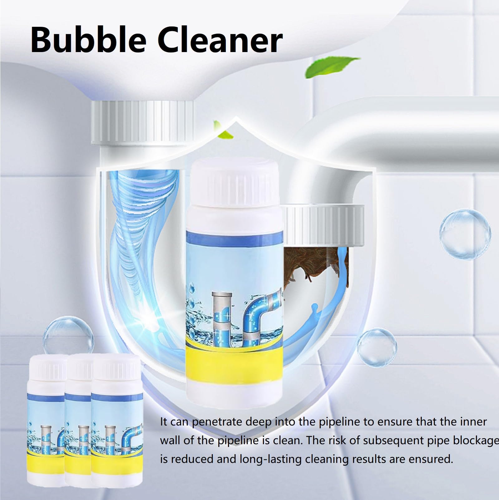 Sink and Drain Cleaner,Dragage de Tuyaux pour Toilettes,Pipe Dredge Déodorant Foam Cleaner,110g Portable Powder Cleaning Tool,Convient pour Déboucher Tuyaux dans Cuisines et Salles de Bains(4 Pièces)