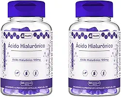 Acido Hialuronico 100mg 60 capsulas - 4 Health - Kit 2 POTES