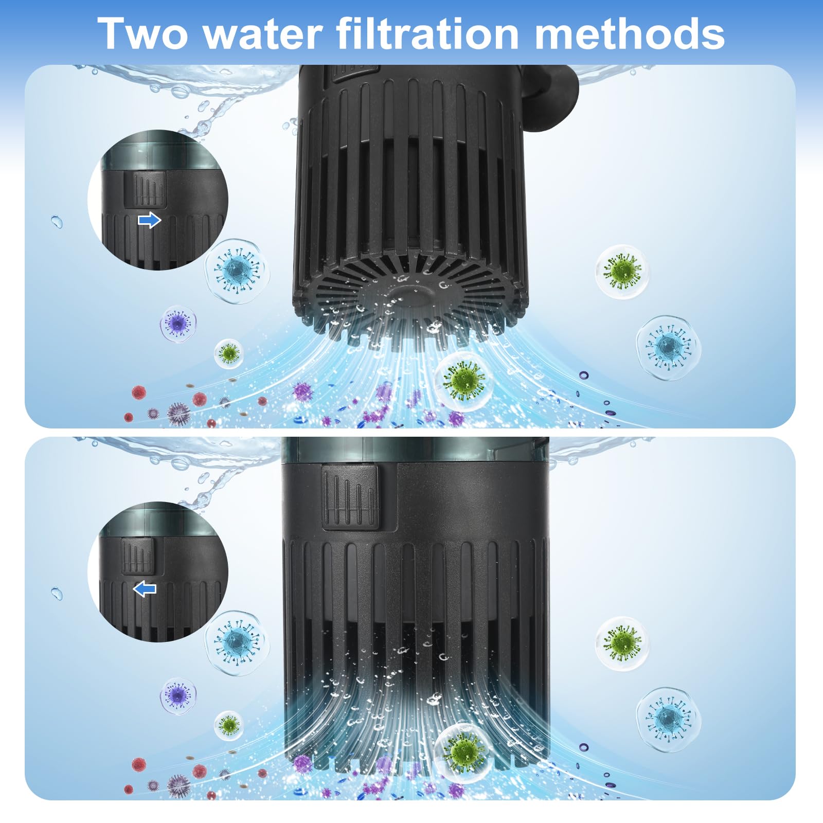 6W Filtro de Acuario Interno con Flujo 500L/H Filtración, Oxigenación, Circulación para Agua Limpia, Flujo de Aire Ajustable, bajo Ruido y Silencioso