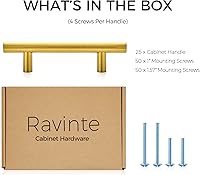 Vista 7 de Ravinte - Paquete de 25 unidades Tiradores para gabinetes de 5 pulgadas de acero inoxidable en latón cepillado para cajones de cocina o armarios