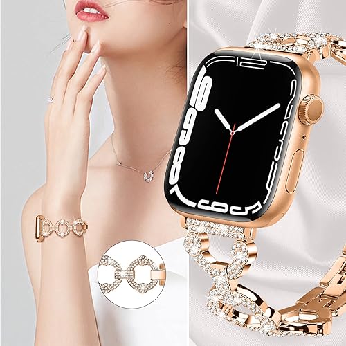 Miniatura 2 de Band Compatible with Bling Apple Watch Band 38mm 40mm 41mm 42mm 44mm 45mm 49m, women Bling Diamond Strap Jewelry Metal Bracelet Wristband for iWatch