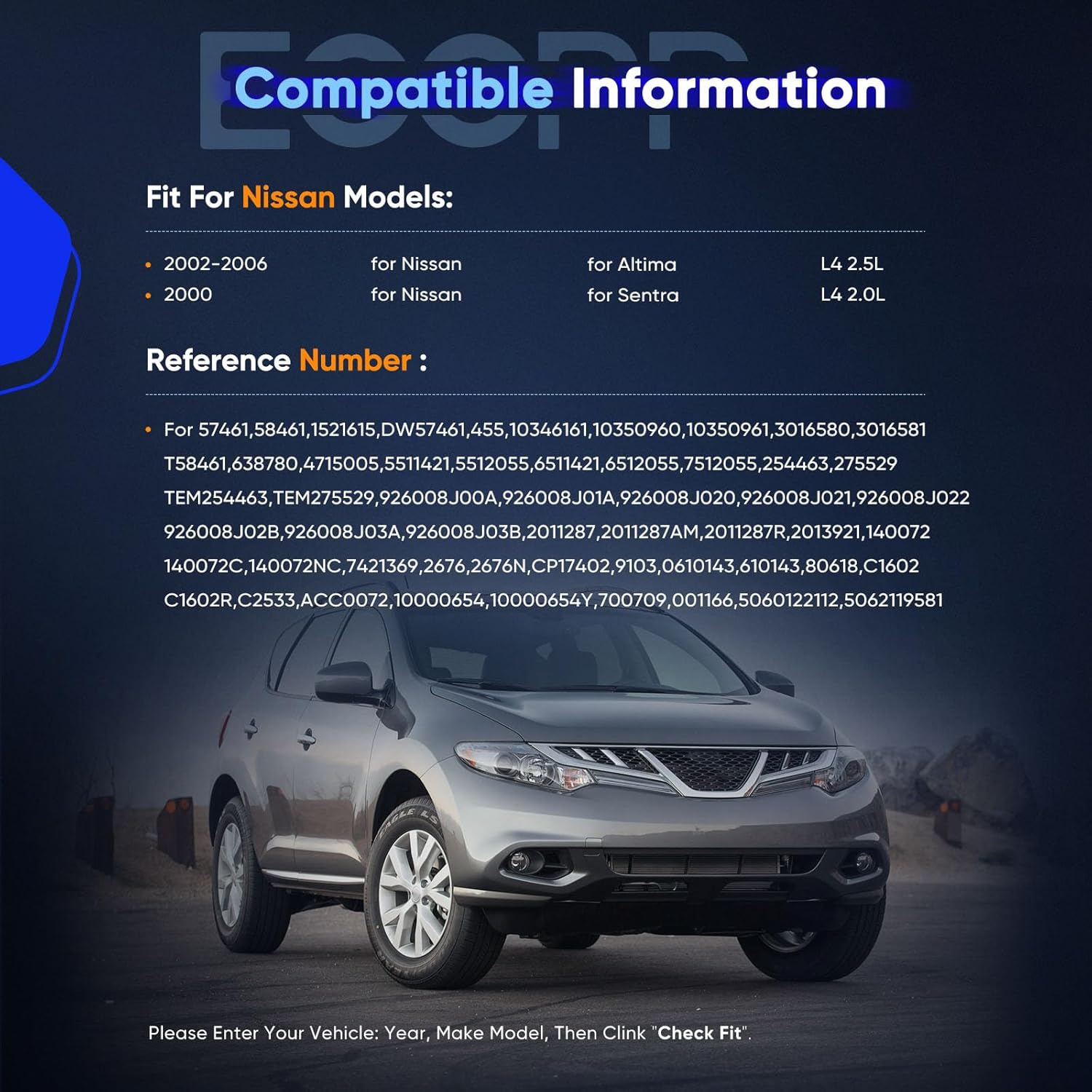 ECCPP A/C Compressor with Clutch Fit for Nissan Altima 2.5L 2002 2003 2004 2005 2006 AC Compressor Rapid Cooling DKS17D