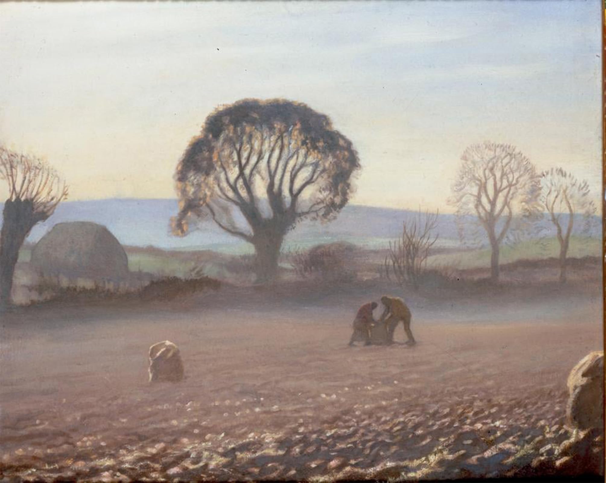 Posteriik No Frame Vintage Print Pop Art Landscape Artwork Autumn Morning Potato Harvest By George Clausen Art Prints For Office Home Decor 60X90cm