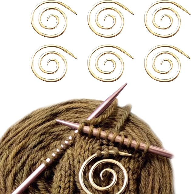 6 Pcs Round Spiral Cable Knitting Needle Home Tools Sewing Small Practical Shawl Sewing Needle (Gold)