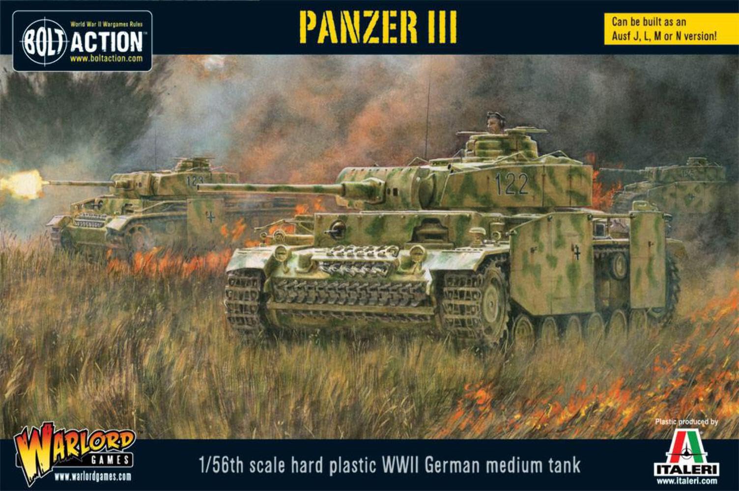 Warlord Games German Army Panzer III Medium Tank - 1:56 / 28mm Plastic Scale Model Tank for Bolt Action Highly Detailed World War 2 Miniatures