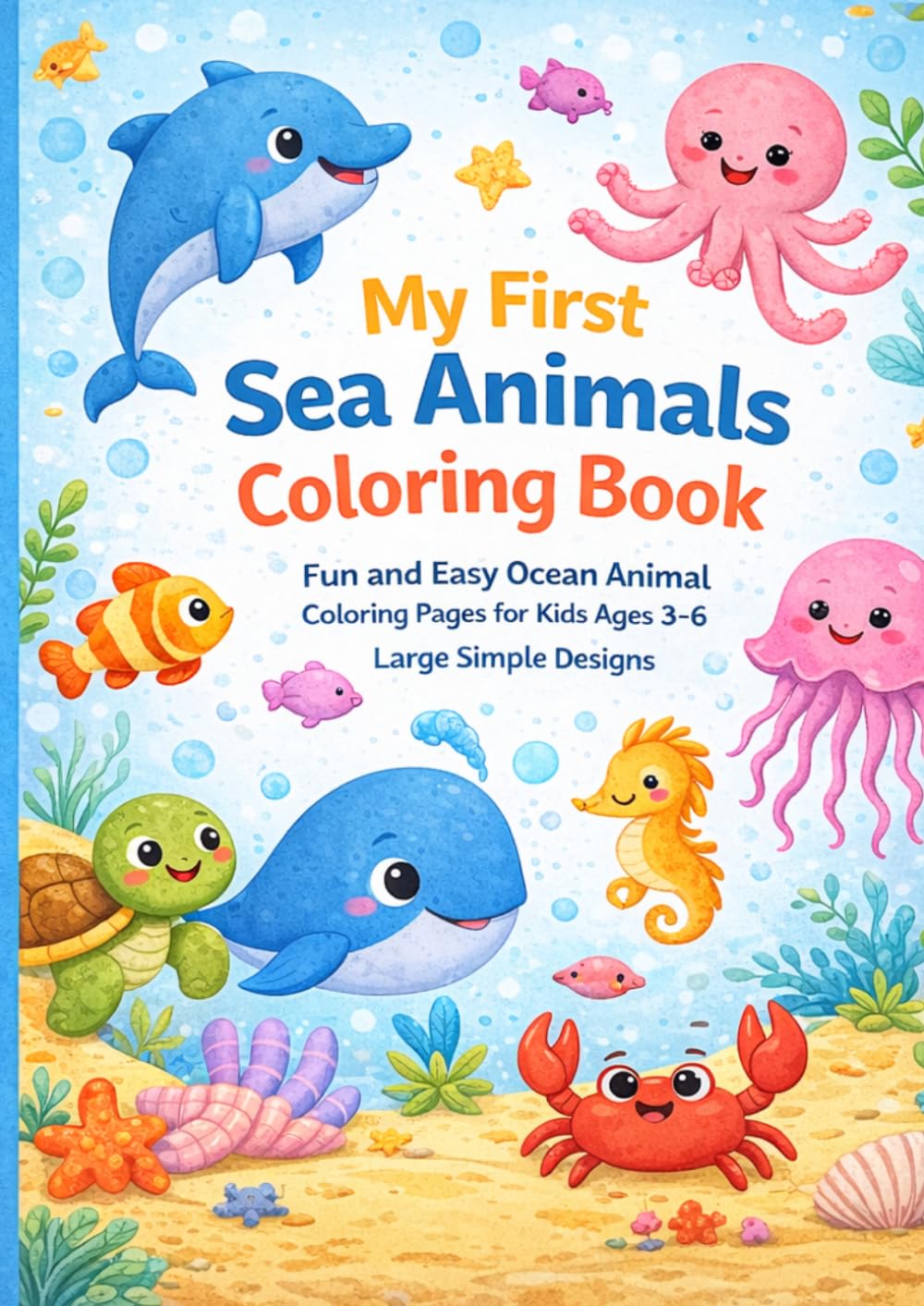 My First Sea Animals Coloring Book: Fun and Easy Ocean Animal Coloring Pages for Kids Ages 3–6