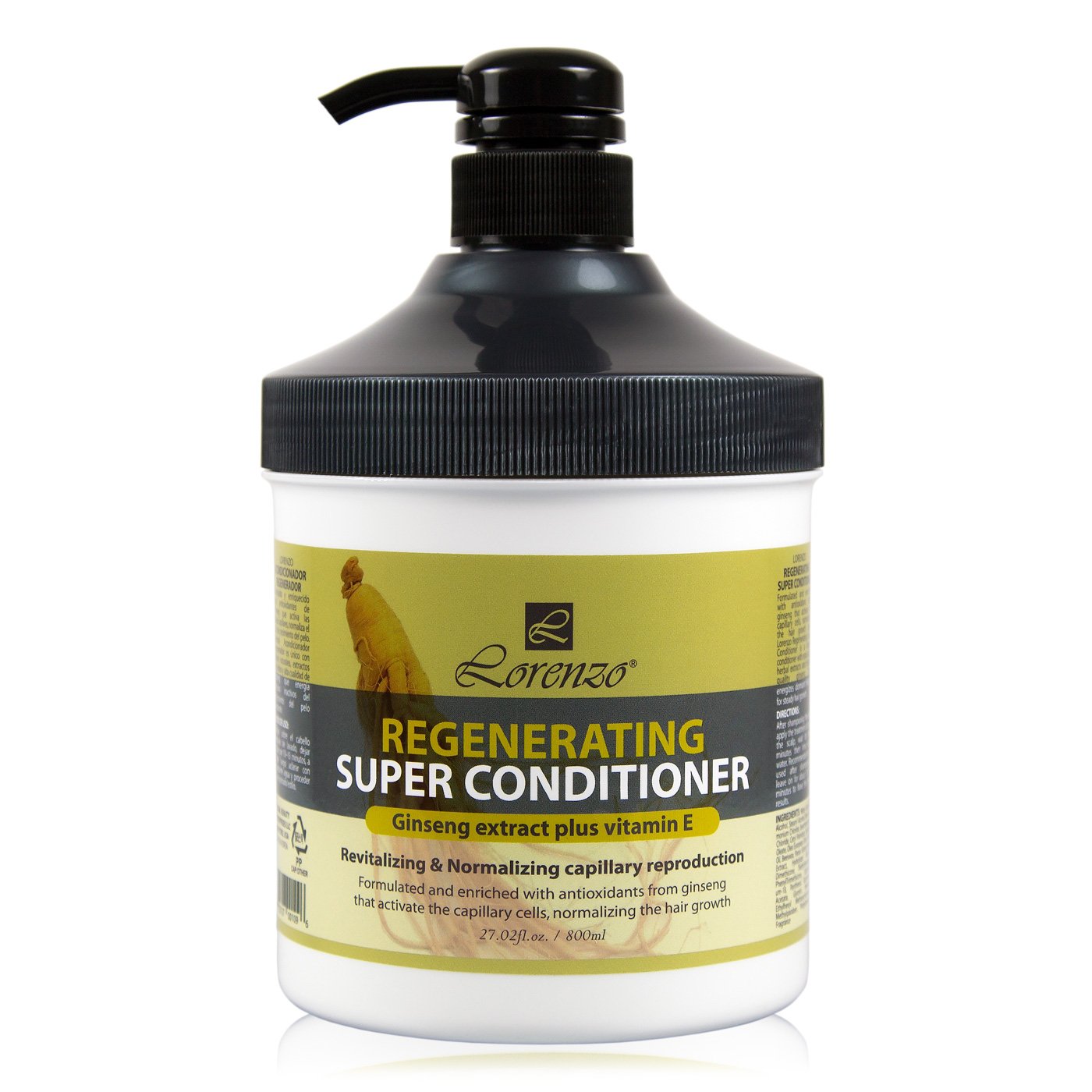 Lorenzo Regenerating Conditioner Ginseng Extract Plus Vitamin E for Hair Growth 27oz/800ml