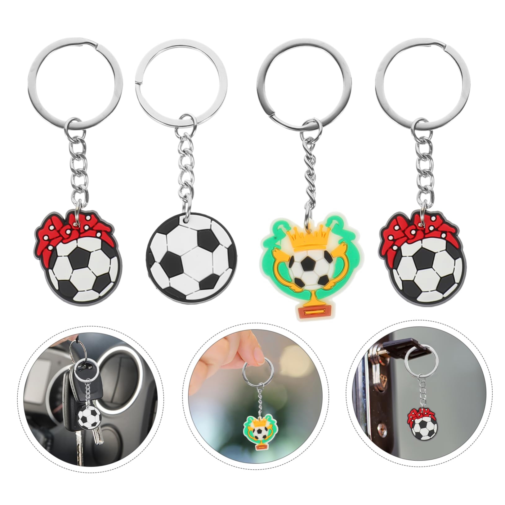 Abaodam 5 juegos de llaveros de fútbol decorativos colgantes de fútbol, llaveros únicos para mochila, eventos deportivos, fiestas, amantes de los deportes, ocasiones especiales, 35 unidades