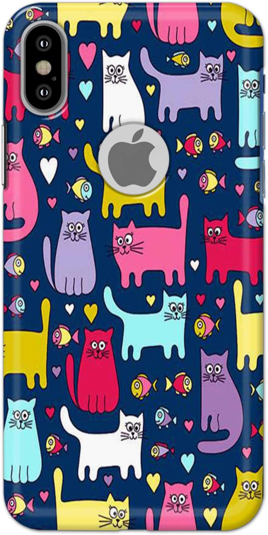 PRINTFIDAA Seamless Funny Cats Printed Designer Hard Back Case Cover for Apple iPhone X (Logo View), A1865, A1901, A1902, A1903 Back Cover - BOB1333