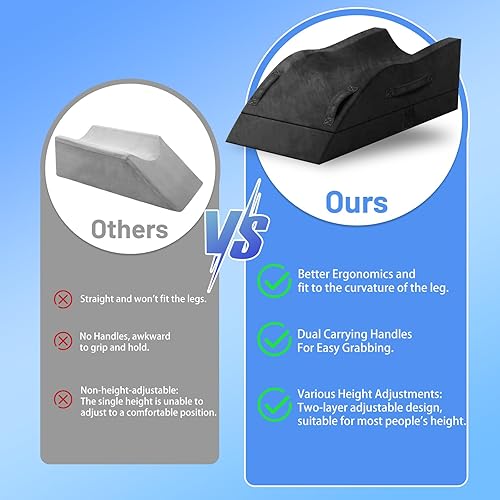 Miniatura 3 de Almohadas de elevación de piernas, almohada de cuña para después de una cirugía o descanso, soporte de piernas de espuma viscoelástica ajustable