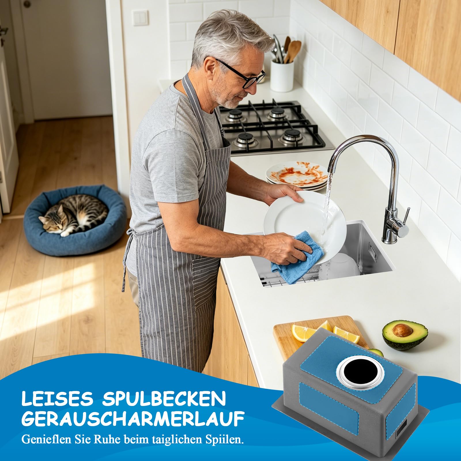 25x40cm Klein Spüle aus 304 Edelstahl, Einzelbecken Spülbecken Küche für Arbeitsplatten ab 40cm, 1 Becken, 19cm Höhe Küchenspüle mit Sieb & Gitterrost, gerundete Ecken Inkl. Ablaufgarnitur