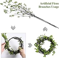 Vista 7 de Sherika 4 ramas de ficus artificiales, tallos de eucalipto sintético para jarrón, tallos de vegetación falsa de 47.2 pulgadas, planta artificial
