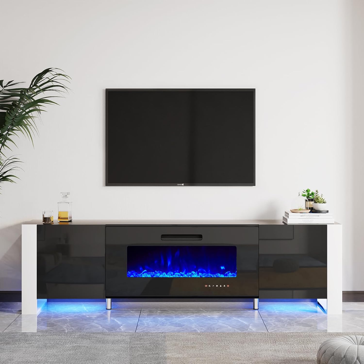 AMERLIFE 80" Fireplace TV Stand with 40" Electric Fireplace image 2