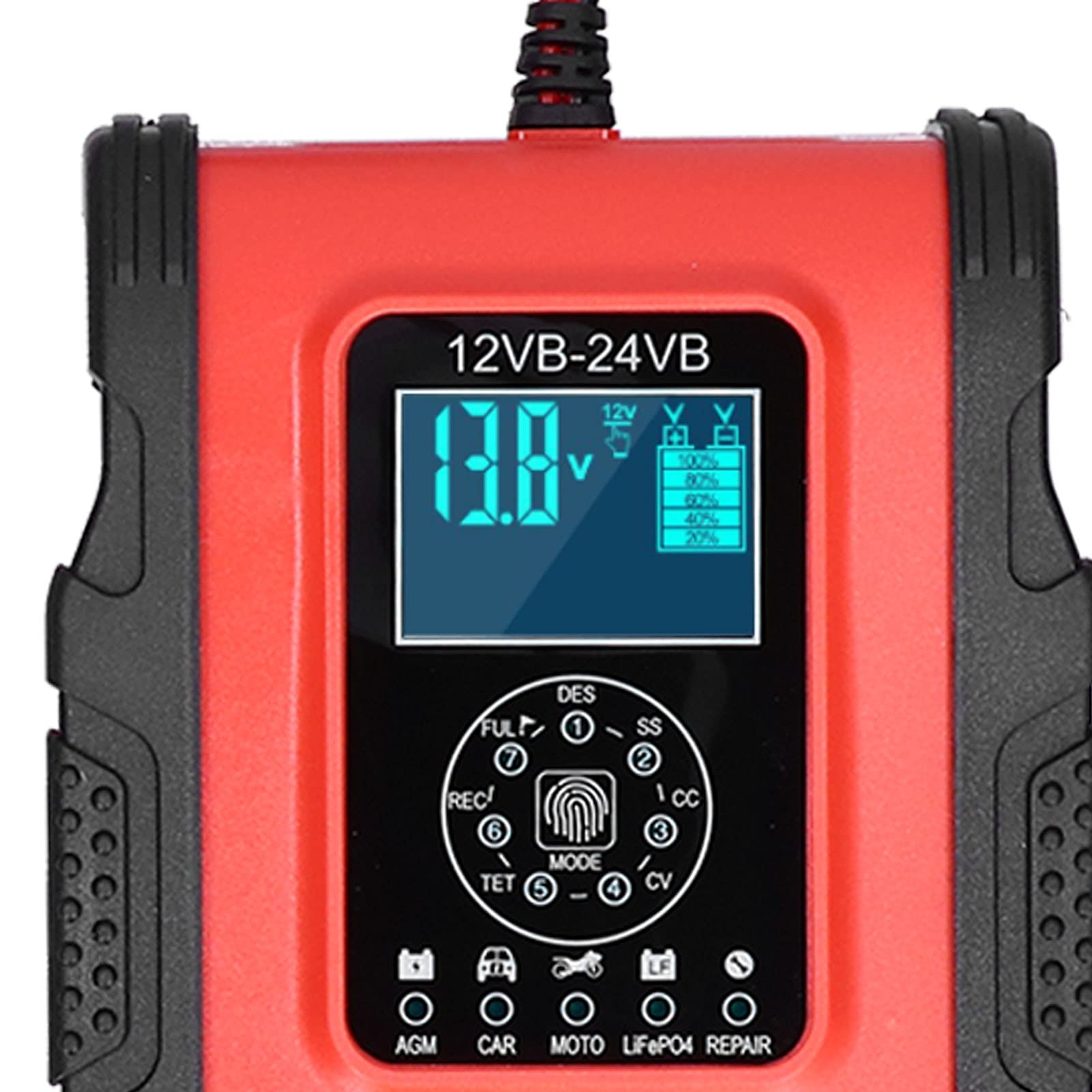 Caricabatteria intelligente, riparazione a impulsi Caricabatteria per auto con ricarica a 7 stadi 12V/12A 24V/6A Protezioni multiple per auto per moto per barca