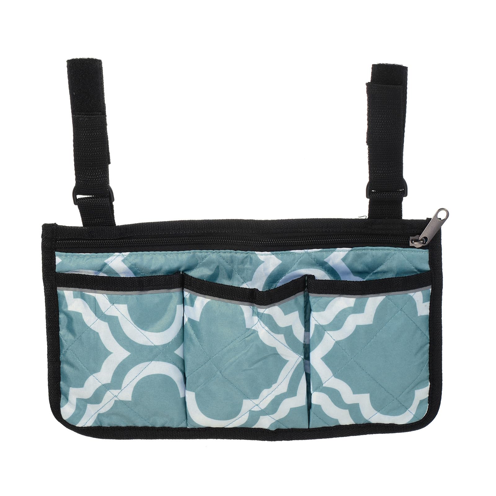 PATIKIL Chair Armrest Organizer, Waterproof Beach Chair Hanging Storage Pouch Arm Rest Magazine Snack Bag with 4 Pockets for Camping Outdoors, Blue