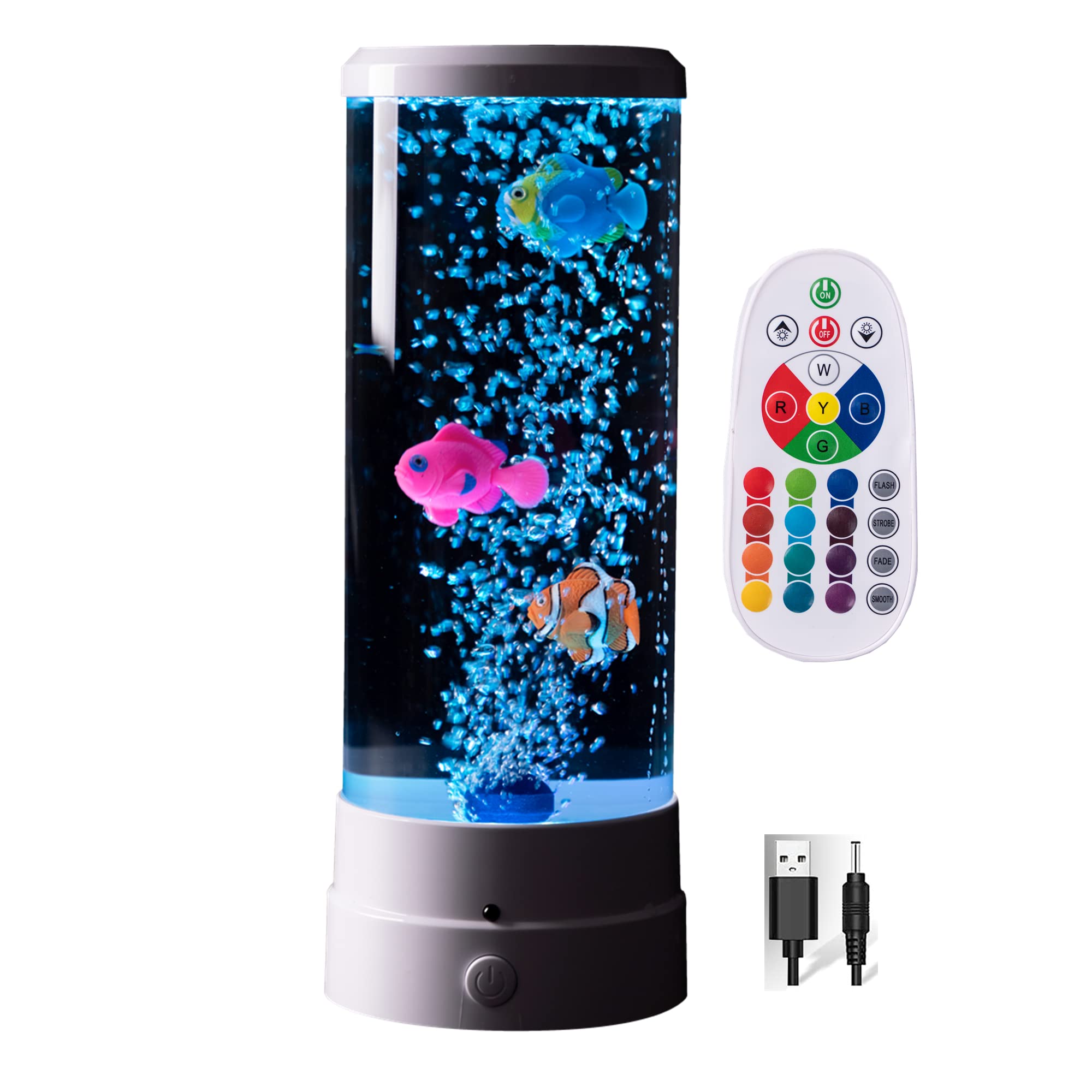 Fish Aquarium Lava Lamp,Multi-Color Jelly Fish Tank Bubbles Lamp,Fake Aquarium Tank Night Light, Lamp for Room Office Desktop, Gift for Kids Girls Aults Boys