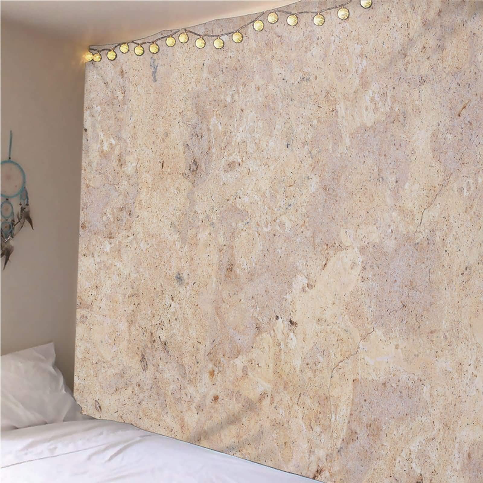Tapiz Tela 260x240CM,Patrón de Mármol Tapiz de Tela Pared Poliéster Beige