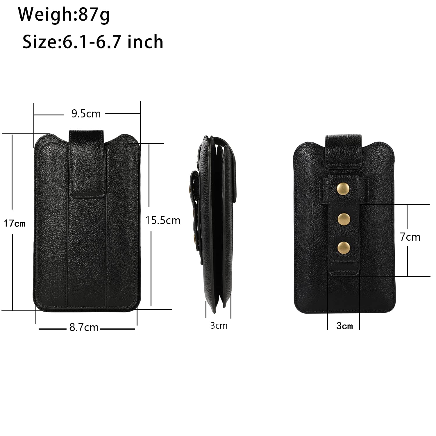 Leather Vertical Smartphone Waist Bag For Men, Large