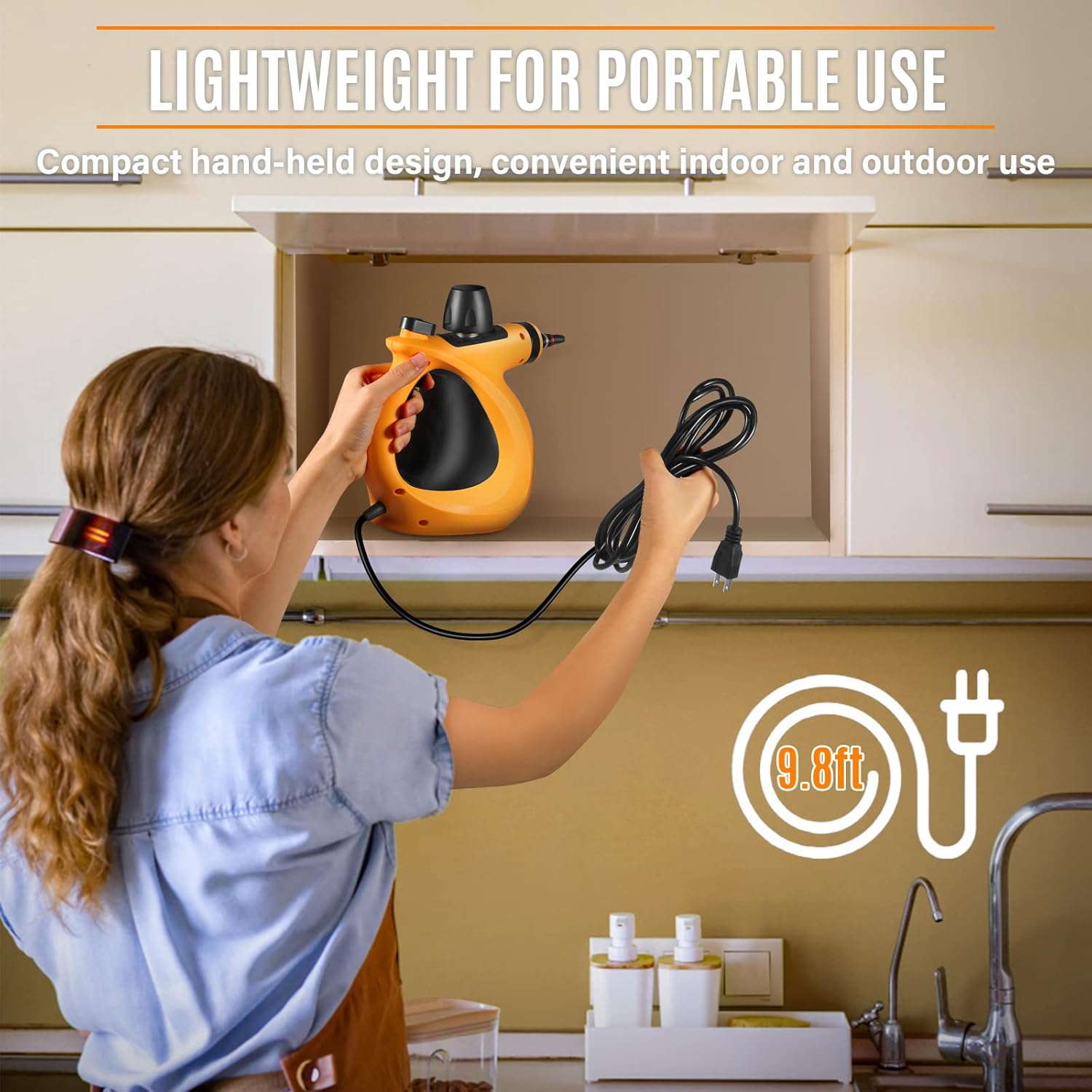 Steam Cleaner, Pressurized Chemical-Free Handheld Steam Cleaner for Home Use with 11pcs Multi-Surface Tools, Multipurpose Steamer for Cleaning Home, Grout, Couch, Upholstery, Windows, Tile and Car