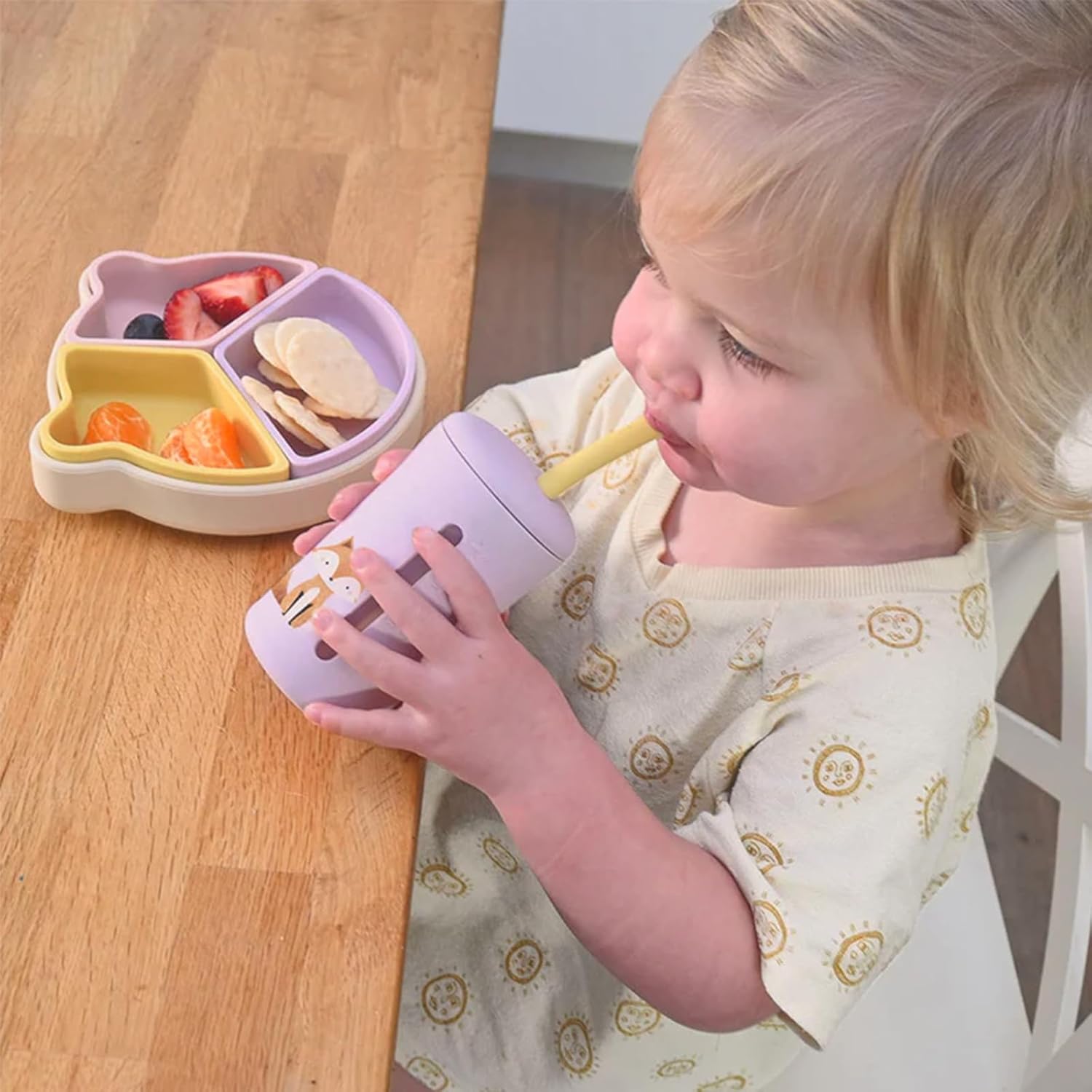 LITTEL RAWR Silicone Baby Sippy Cups for 6 months+, 3 Stages Training Cup Straw Cup for Infants Toddlers and Kid, Soft Straw and Handles Unbreakable Easy Grip 7oz/200ml (Blue) - Image 4