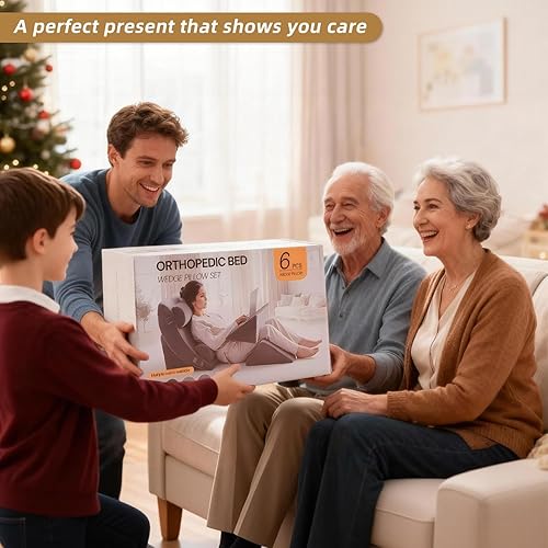 Miniatura 3 de Axelrod Juego de 6 almohadas ortopédicas de cuña para cama, espuma poscirugía para aliviar el dolor de espalda, cuello y piernas, almohadas cómodas