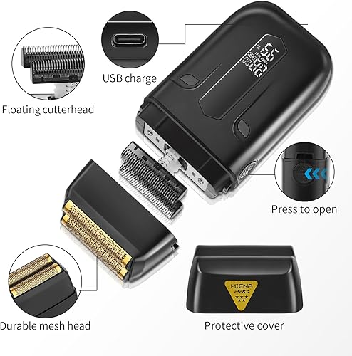 Miniatura 5 de HIENA PRO Afeitadora eléctrica profesional para hombres, recortadora de barba inalámbrica y recortadora de precisión de cabeza calva, afeitado de