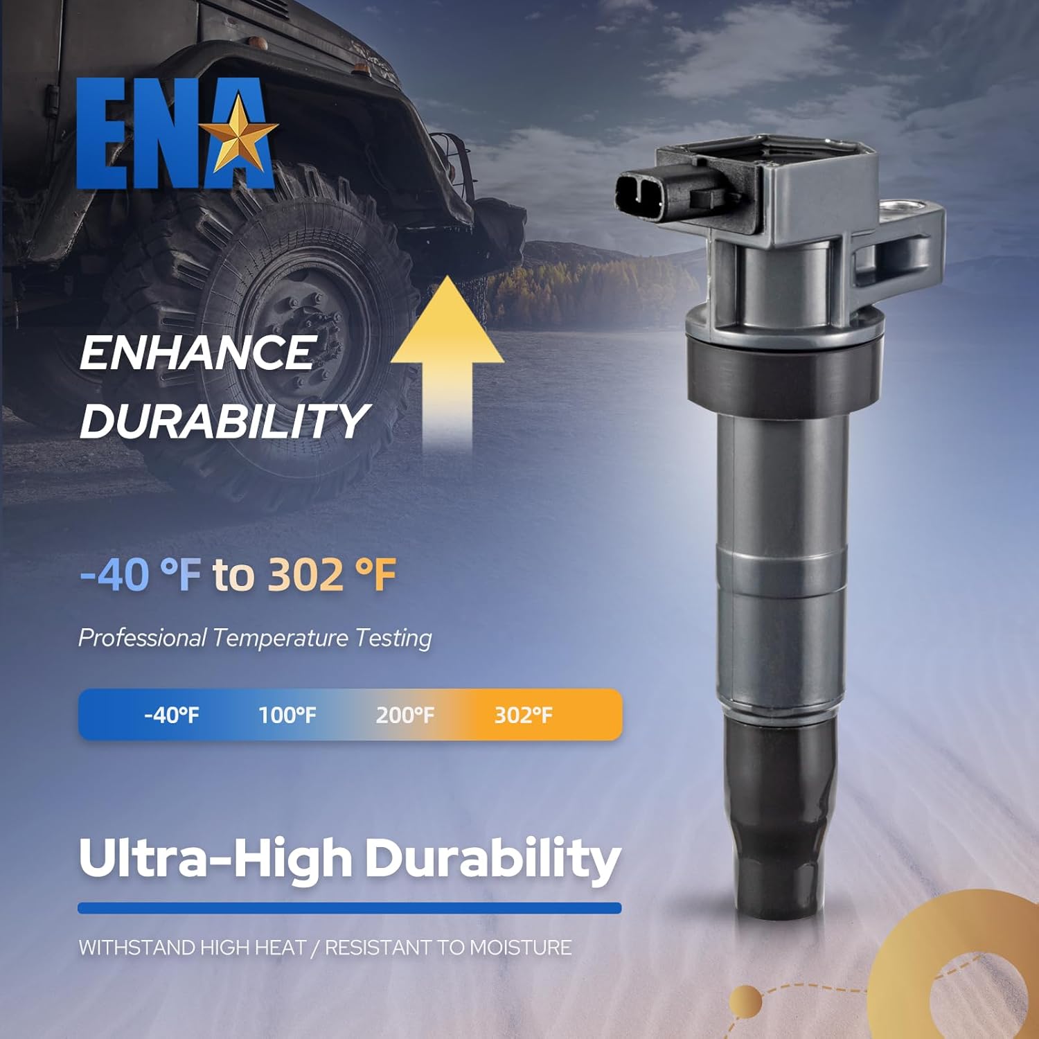 ENA Set of 4 Ignition Coil Compatible with Hyundai Kia Santa Fe Azera Sedona Sorento Genesis Veracruz Borrego Sonata Amanti Entourage Optima Magentis Replacement for UF546 5C1587 GN10560