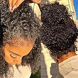 FKFO 250% Density Deep Wave Human Hair Wig 13x6 Mongolian Lace Front Deep Curly Lace Front Wigs Human Hair Pre Plucked Deep Wave Frontal wig For Black Women Full And Thick (24 Inch, 13x6 Wig)