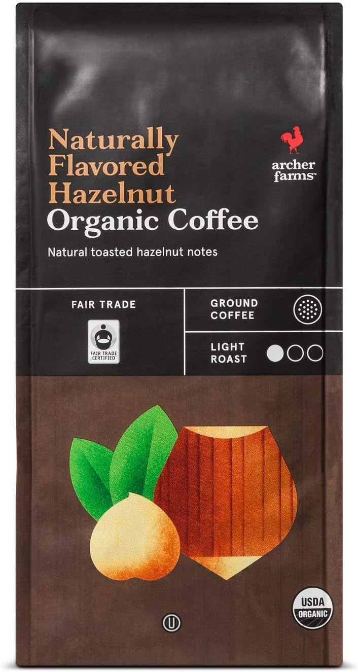Archer Farms Naturally Flavored Hazelnut Organic Ground Coffee Light Roast, 10 OZ (One Pack)