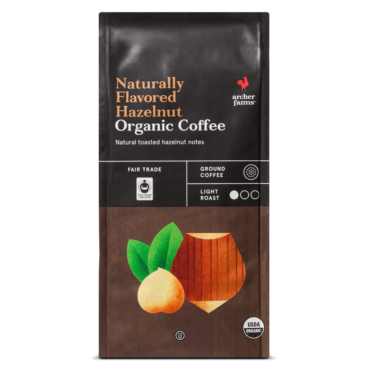 Archer Farms Naturally Flavored Hazelnut Organic Ground Coffee Light Roast, 10 OZ (One Pack)