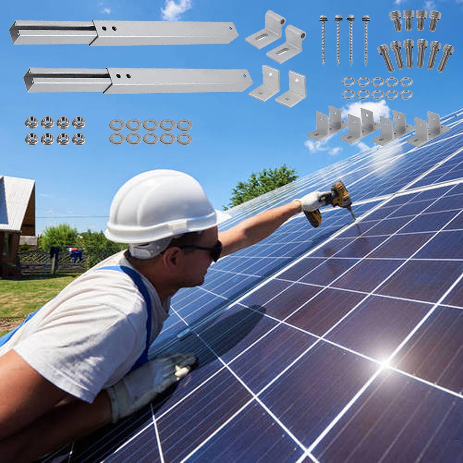 Kit de Montaje para Paneles Solares Estructura Ajustable de Aleación de | Kit Montaje Techo Paneles Solares con Ángulo Ajustable 15-30 Grados Para Exterior Techo Suelo