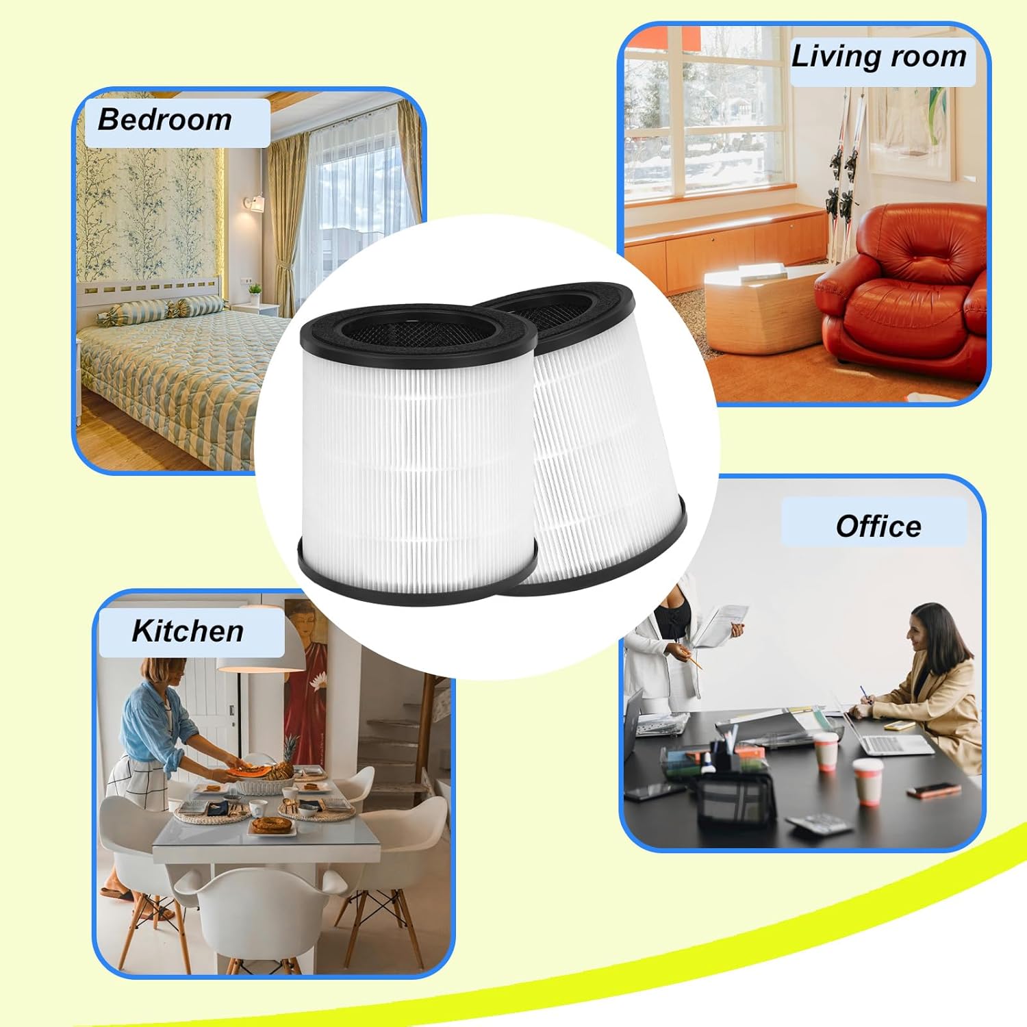 2-Pack 2000 Replacement Filter Compatible with BOSCH 2000 Air Purifier, H13 True HEPA, Pre-filter, Activated Carbon Filter